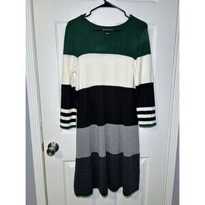 Jessica Howard Women’s Long Sleeve Striped Midi Sweater Dress Size Large NWOT